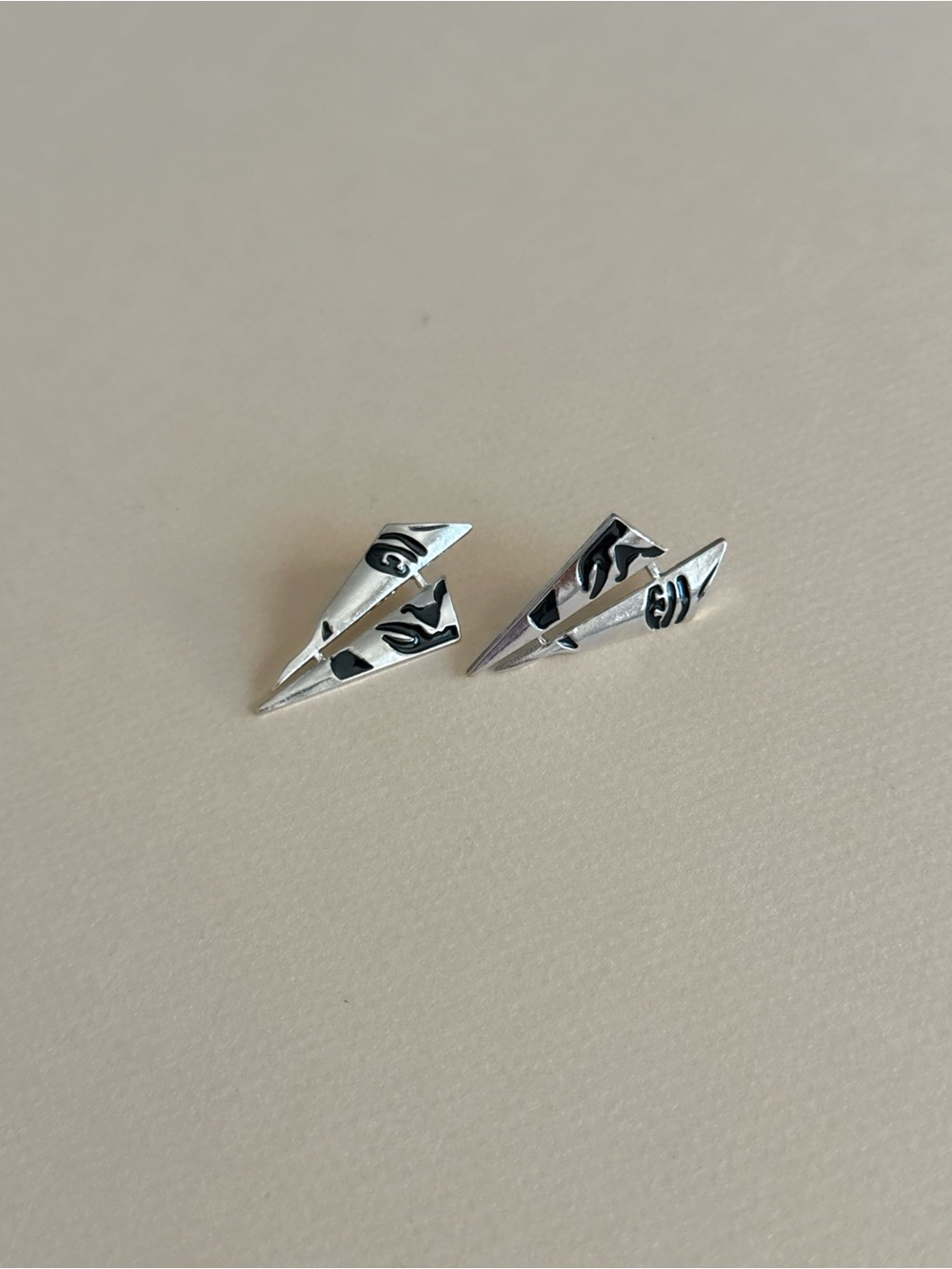 Abstract Geometric Drop Earrings N2160 - Picture 2 of 3